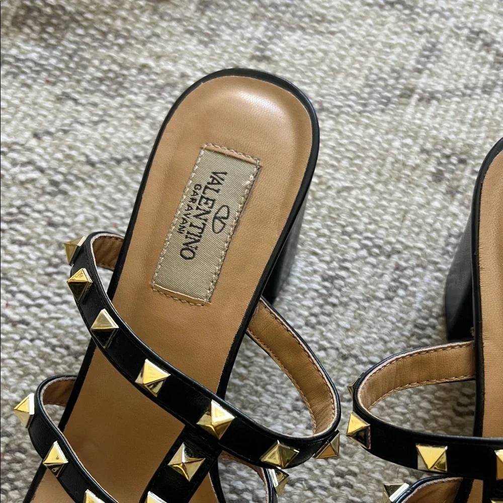 Valentino Black Sandals with Gold Studs - Picture 3 of 10